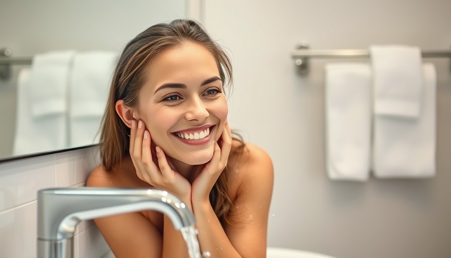 Woman enjoying clean water at faucet, showcasing Canopy Faucet Filter benefits.