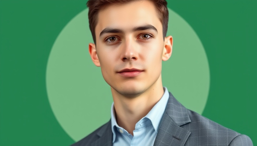Professional young man on green background in photorealistic portrait.