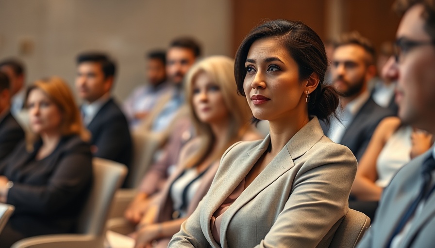 Professional woman listens attentively during a formal meeting.