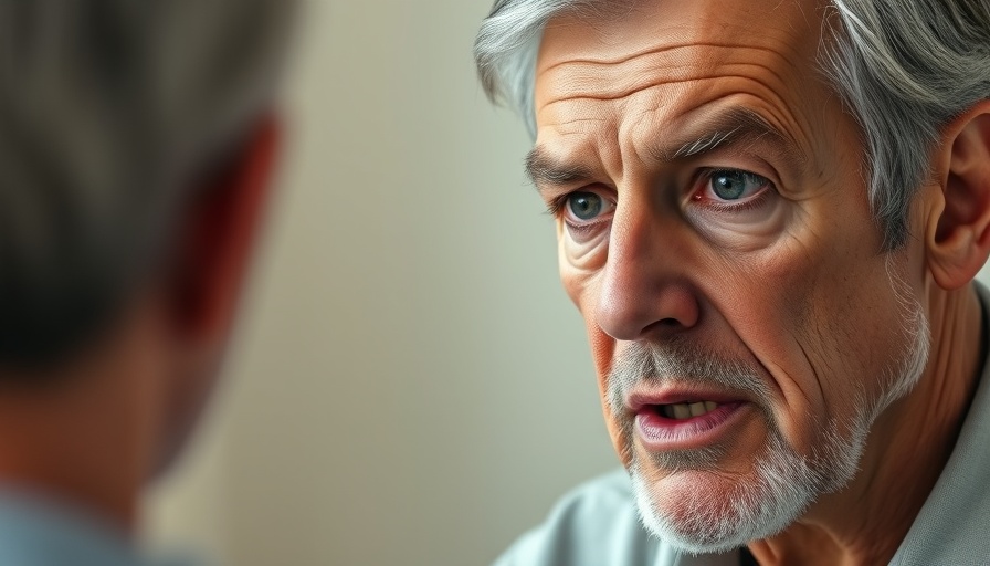 Expressive older man discussing serious topic on drug pricing.