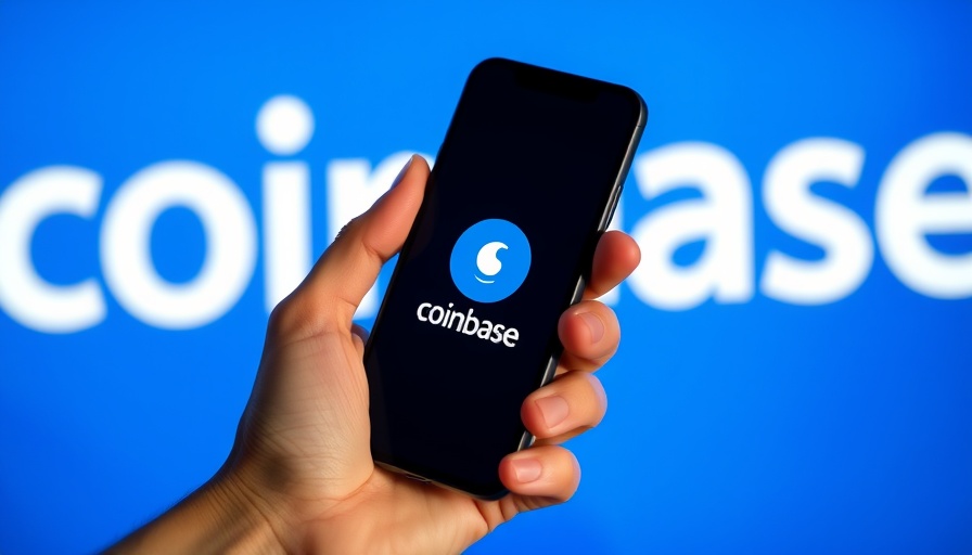 Close-up of smartphone with Coinbase logo in hand, promoting meme coin.