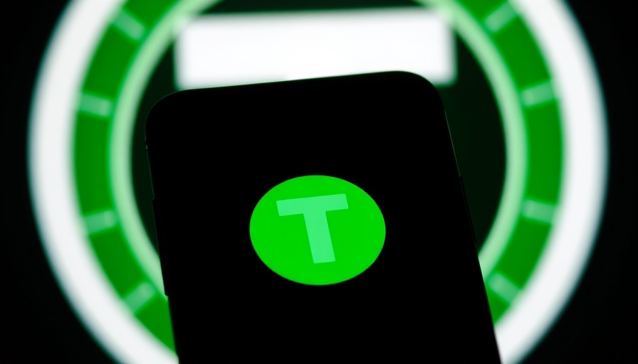 Tether logo on smartphone with blurred background.