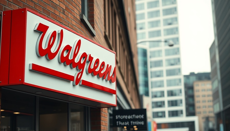 Walgreens storefront sign on brick building; urban setting.