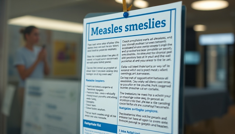 Informative poster on measles symptoms, highlighting vaccination.