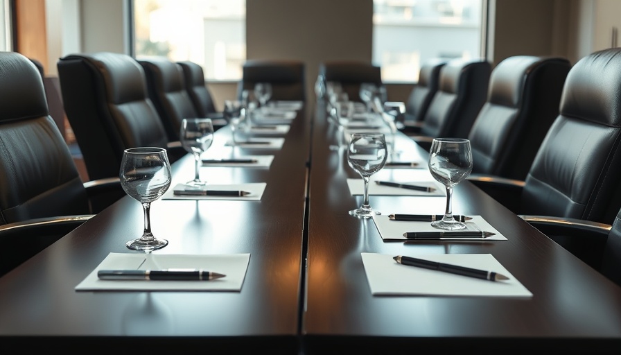 Boardroom setup for a meeting symbolizing leadership change in Health IT.