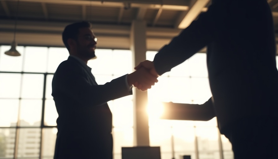 Blurred figures shaking hands signifying UNC Health CEO steps down.