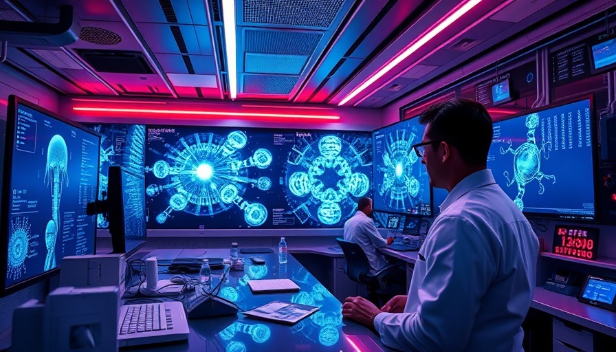 Technology revolutionizes health science exposomics in a futuristic lab.
