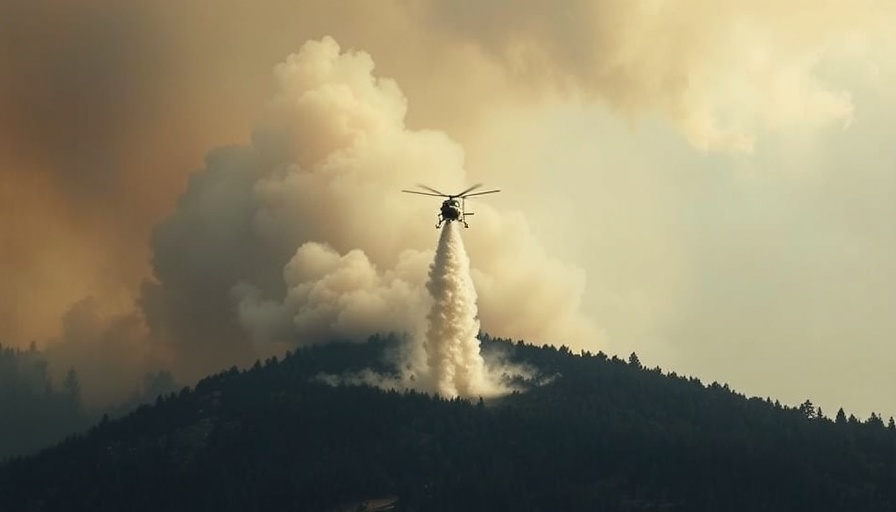 Helicopter battling UK wildfires in 2025.