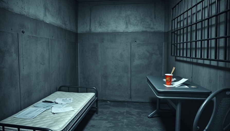 Stark prison cell representing mental health crisis in America.