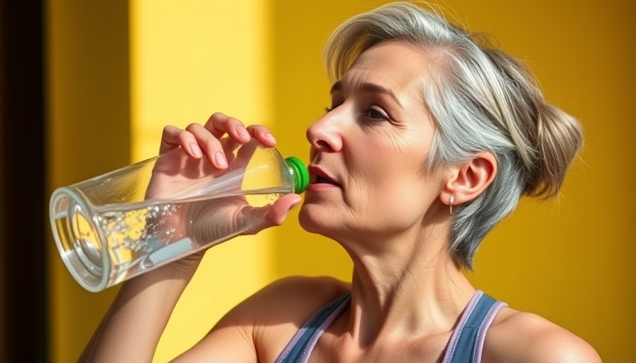 Woman drinking water post-workout, symbolizing taurine and longevity benefits.