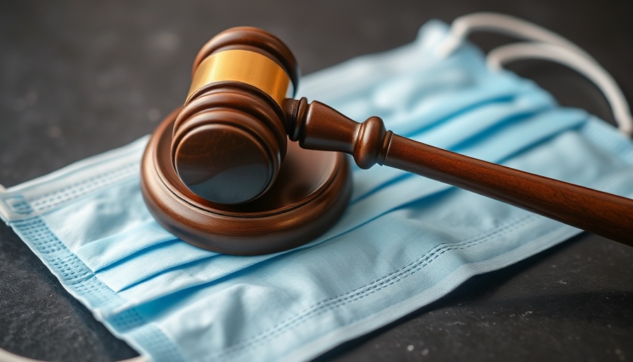 Judicial gavel on a surgical mask, symbolizing public health funding cuts.