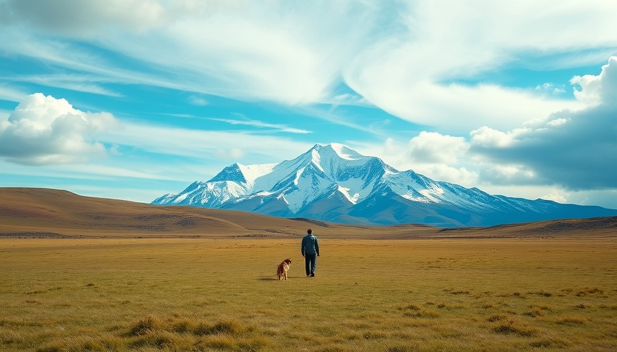 Wilderness journey with a dog; serene benefits of a natural environment.