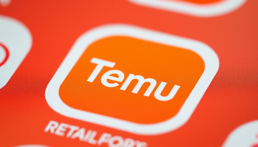 Temu app icon close-up, orange and white colors.