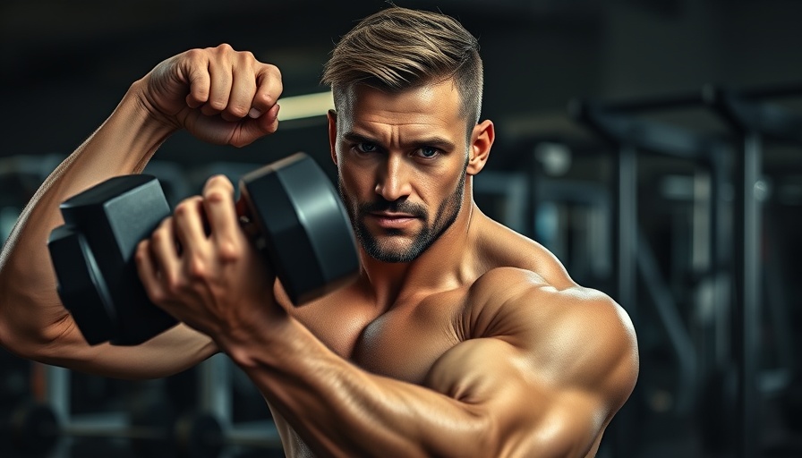Man lifting dumbbells in gym performing upper lower split workouts.
