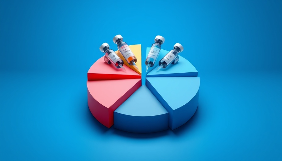 3D pie chart with vaccine vials in a tracking system