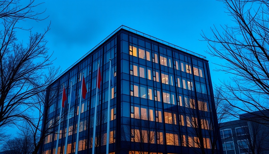 Social Security Administration errors represented by a modern office building at dusk.