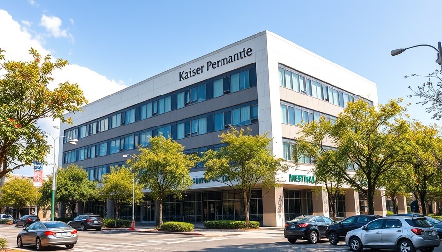 Kaiser Permanente building on a sunny day, emphasizing mental health workers.
