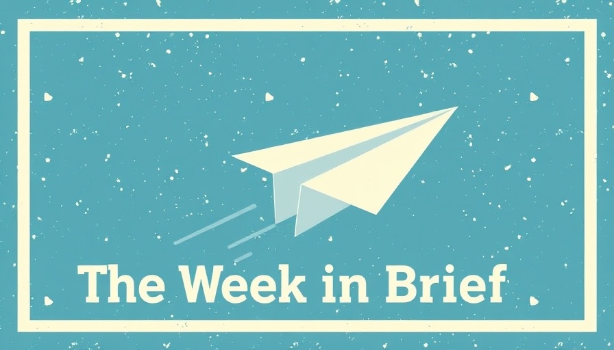 Paper airplane and 'The Week in Brief' on blue background.