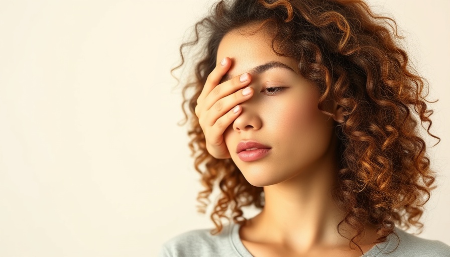 Young woman pondering if it's dry eye or something else.