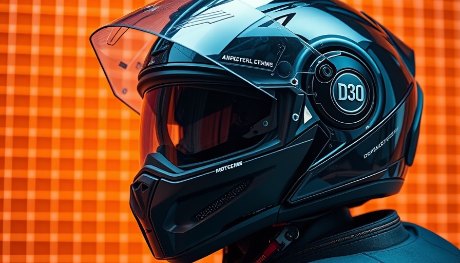 D3O motorcycle helmet innovation in futuristic design displayed.