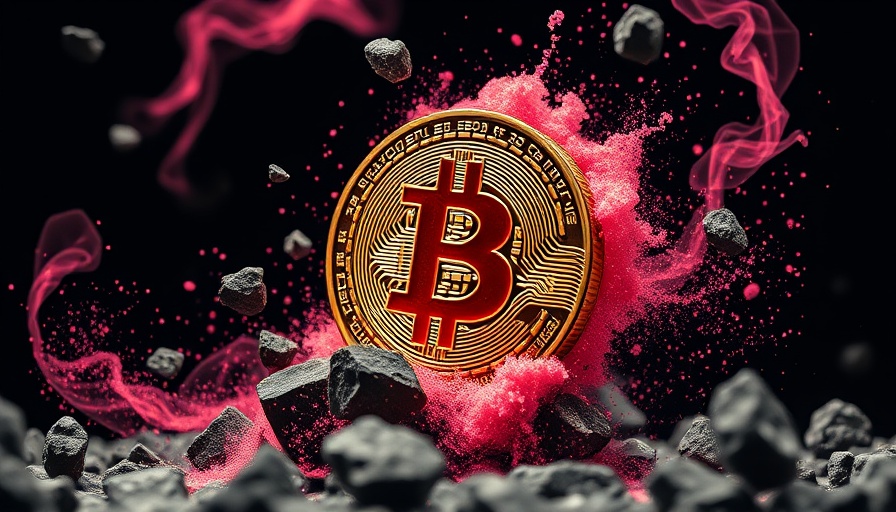 Bitcoin coin explosion with dramatic contrast and vibrant colors