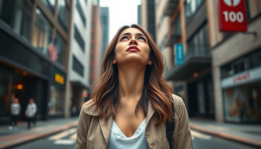 Confident woman in city exploring taurine heart health benefits.