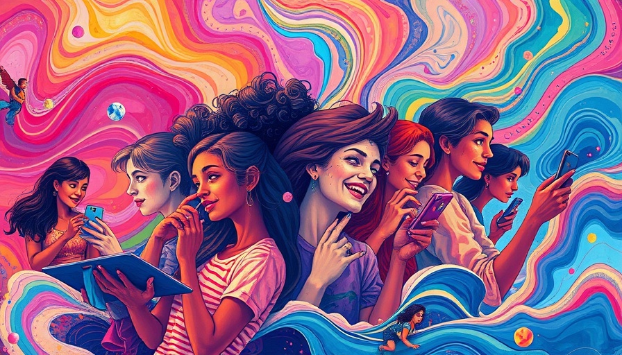 Vibrant abstract illustration of teletherapy mental health treatment