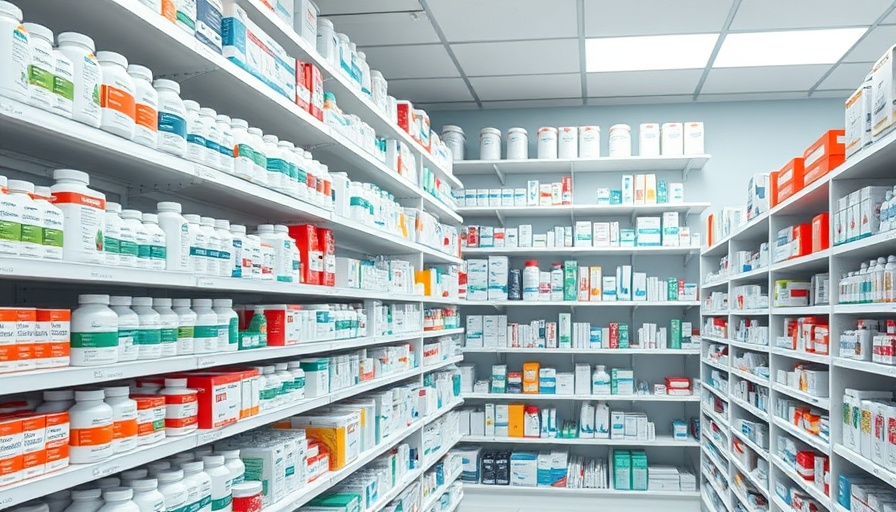 Pharmacy shelves with medicines illustrating pharmaceutical tariffs impact.