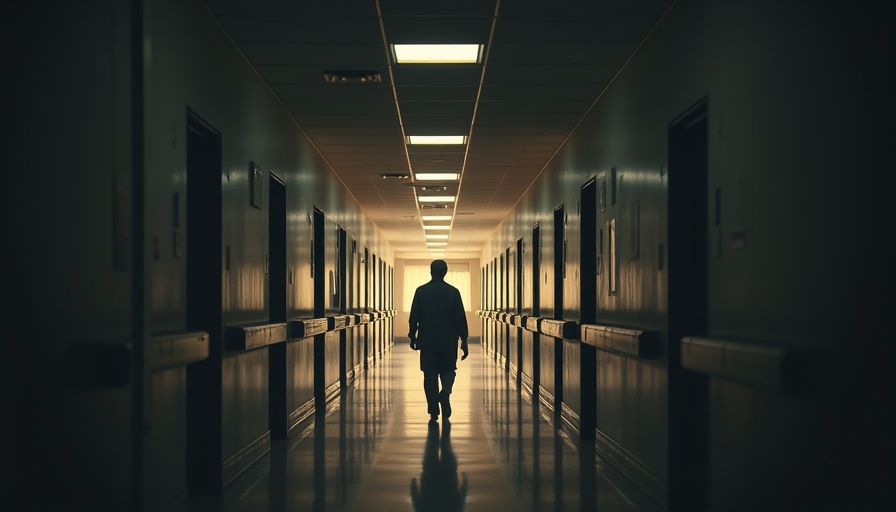 Dim hallway in nursing home, silhouettes walking, adverse outcomes.