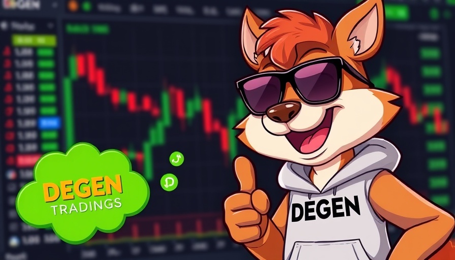 Cartoon promoting FartCoin $FART trading leverage, with character.