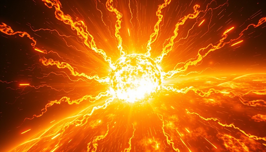 Fiery solar explosion depicting powerful solar storms.