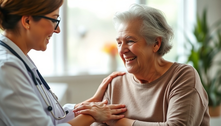 Healthcare professional guiding elder patient, support and care.