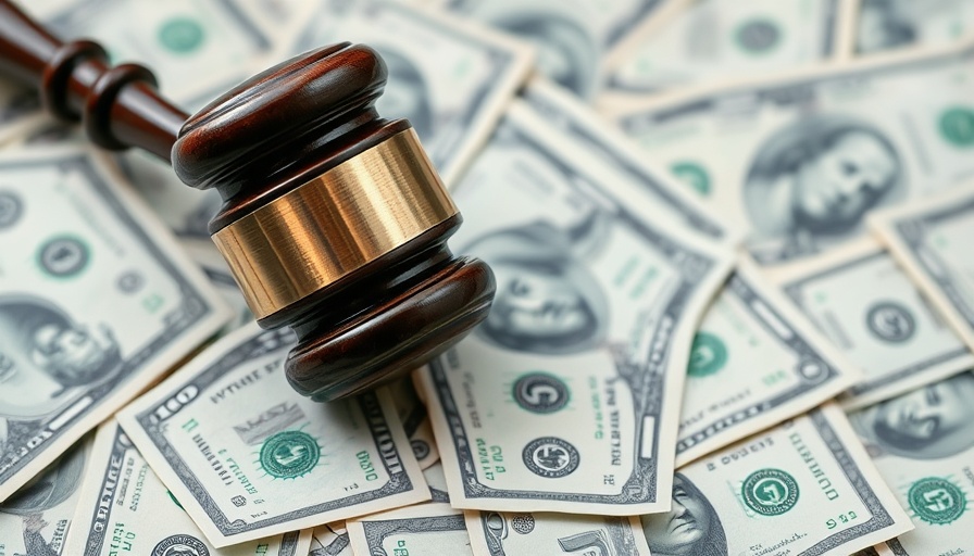 Judge's gavel on dollar bills representing 340B drug discounts.