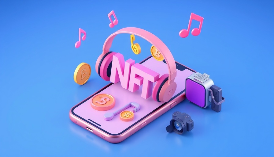 Web3 in the Music Industry concept with NFT and music icons.