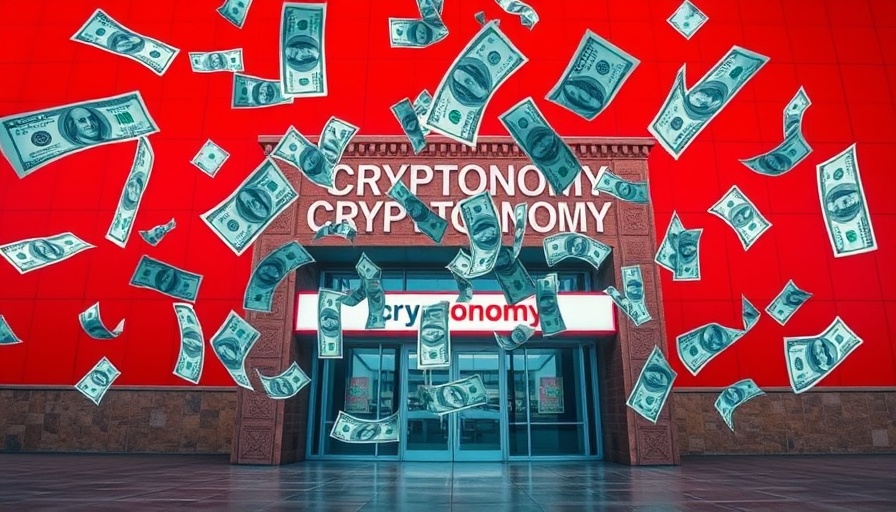 Mahreb Group Acquires Cryptonomy in surreal artwork with floating dollars.