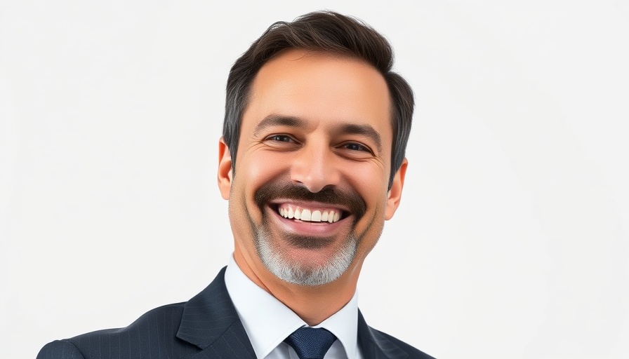 Self-driven leader in a suit, smiling confidently.