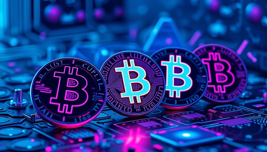 Ruvi AI and Dogecoin symbols with futuristic tech background
