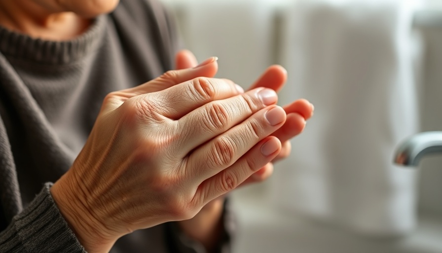 Older woman using moisturizer, promoting natural solutions for crepey skin.