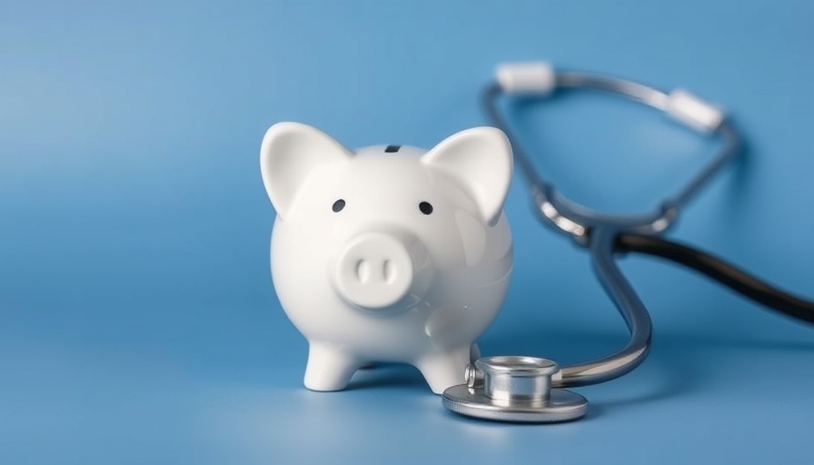 Piggy bank and stethoscope on blue, symbolizing healthcare cost transparency.