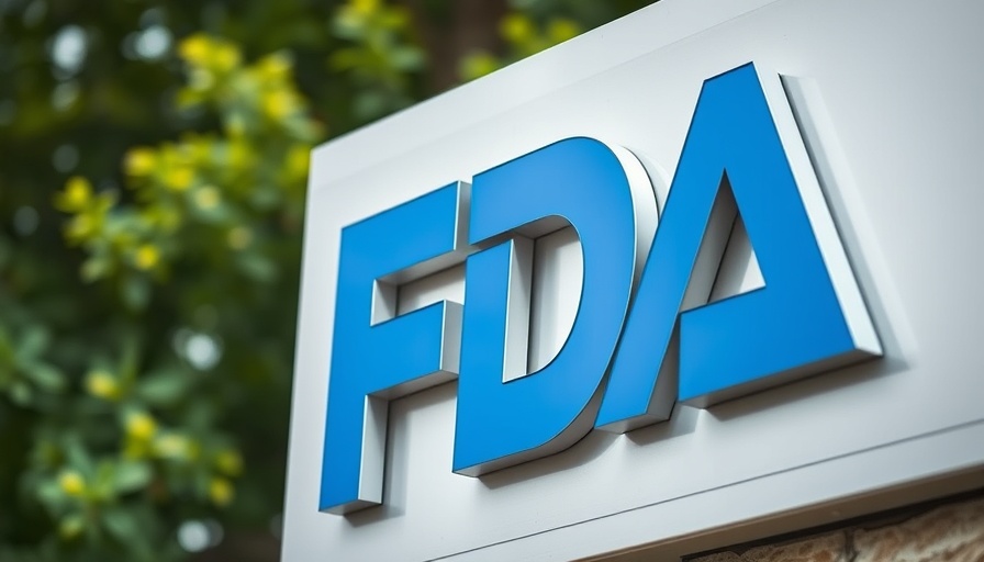 Close-up of FDA logo sign with natural background.