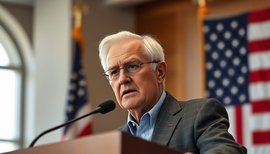 Older man speaks at podium with flag background, seriousness in focus, CDC changes COVID vaccine recommendations.