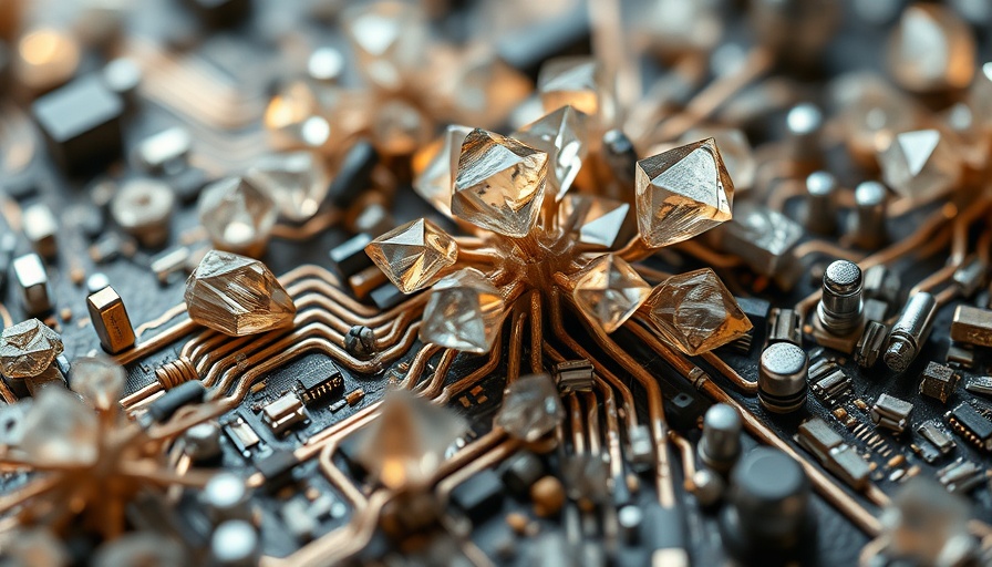 Abstract crystals resembling electronics with glossy textures.