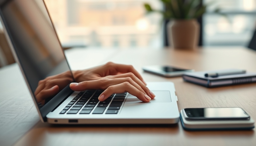 Close-up of hands typing on laptop addressing data security concerns on patient portals.