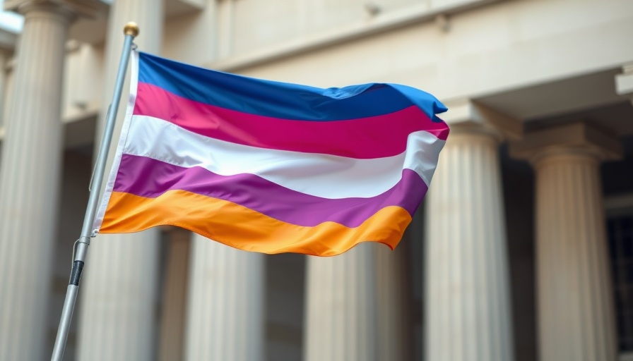 Transgender pride flag waving in front of a building, gender-affirming care for children.