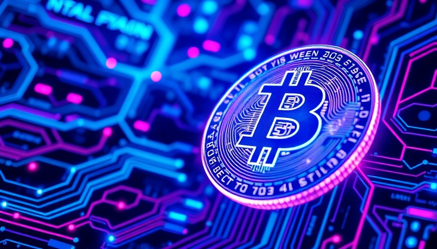 Bitcoin ongoing decline in a futuristic digital network with vibrant neon lights.