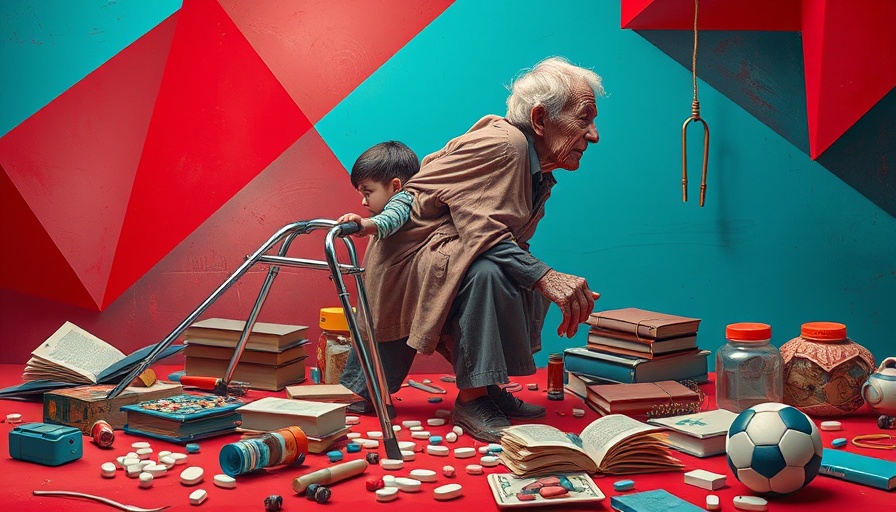 Child caregivers increase role reversal illustration in surreal style.