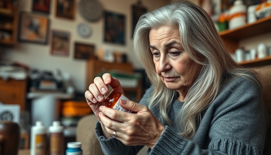 Elderly woman checking medication in rural healthcare dead zone