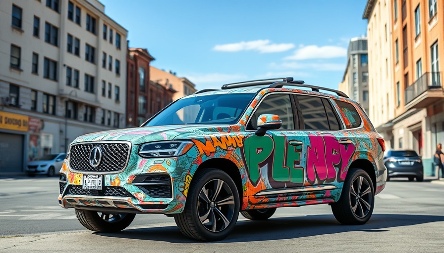 Graffiti SUV parked in urban area discussing gun violence prevention funding cuts.
