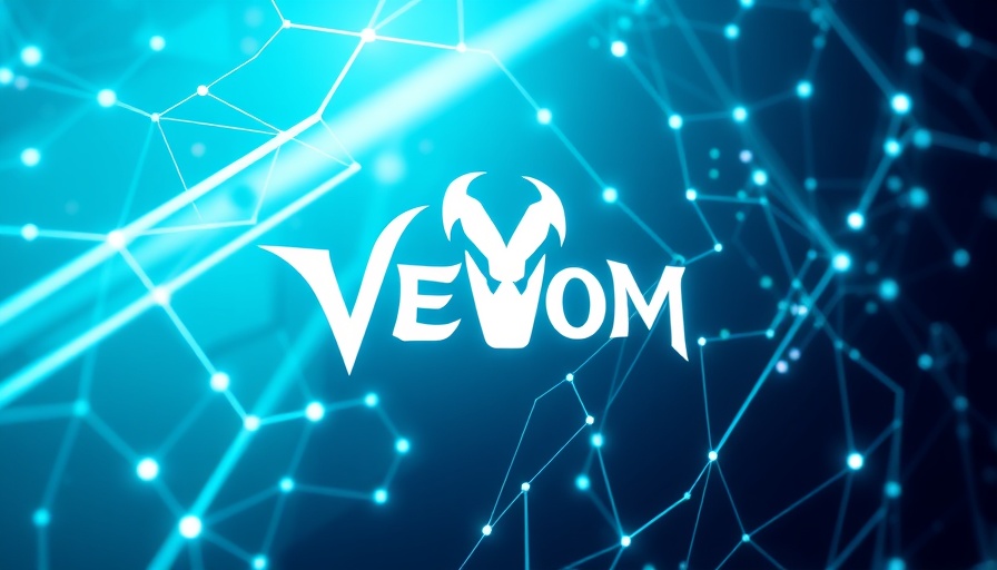 Futuristic Venom Blockchain logo with geometric lighting.