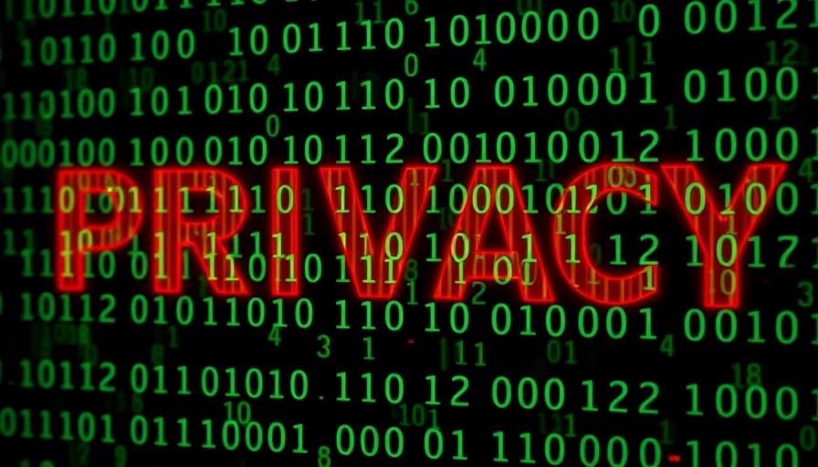 ChatGPT conversations privacy concept with binary code and 'PRIVACY' highlighted.